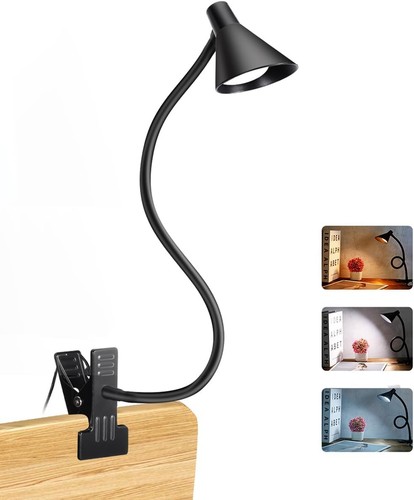 Clip lamp for bed headboard - on,
